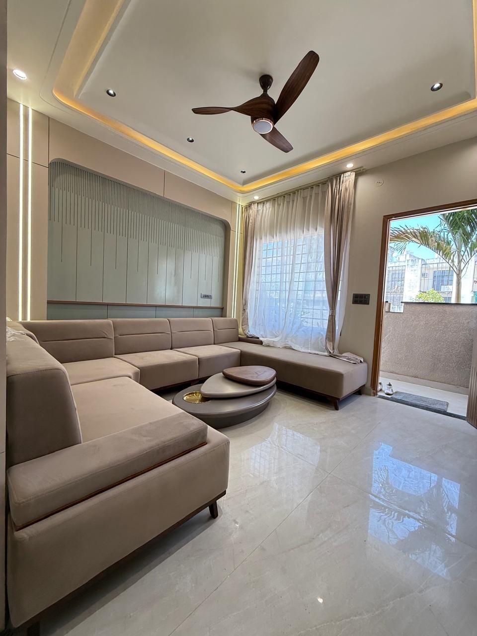 Living room with large windows