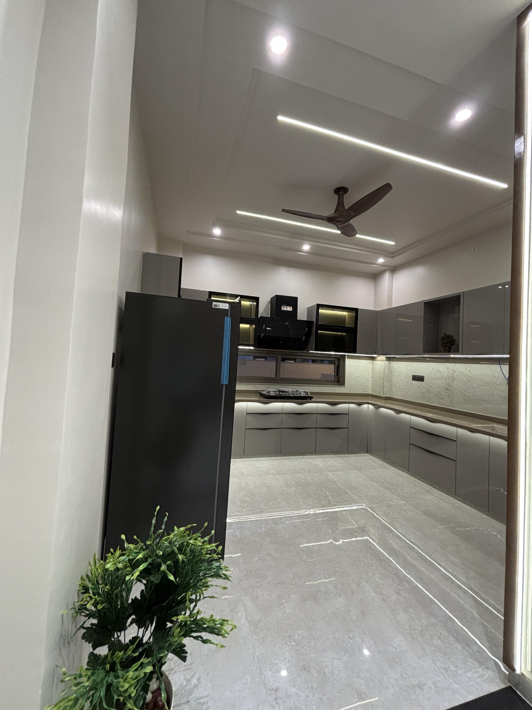 Modular kitchen with built-in appliances