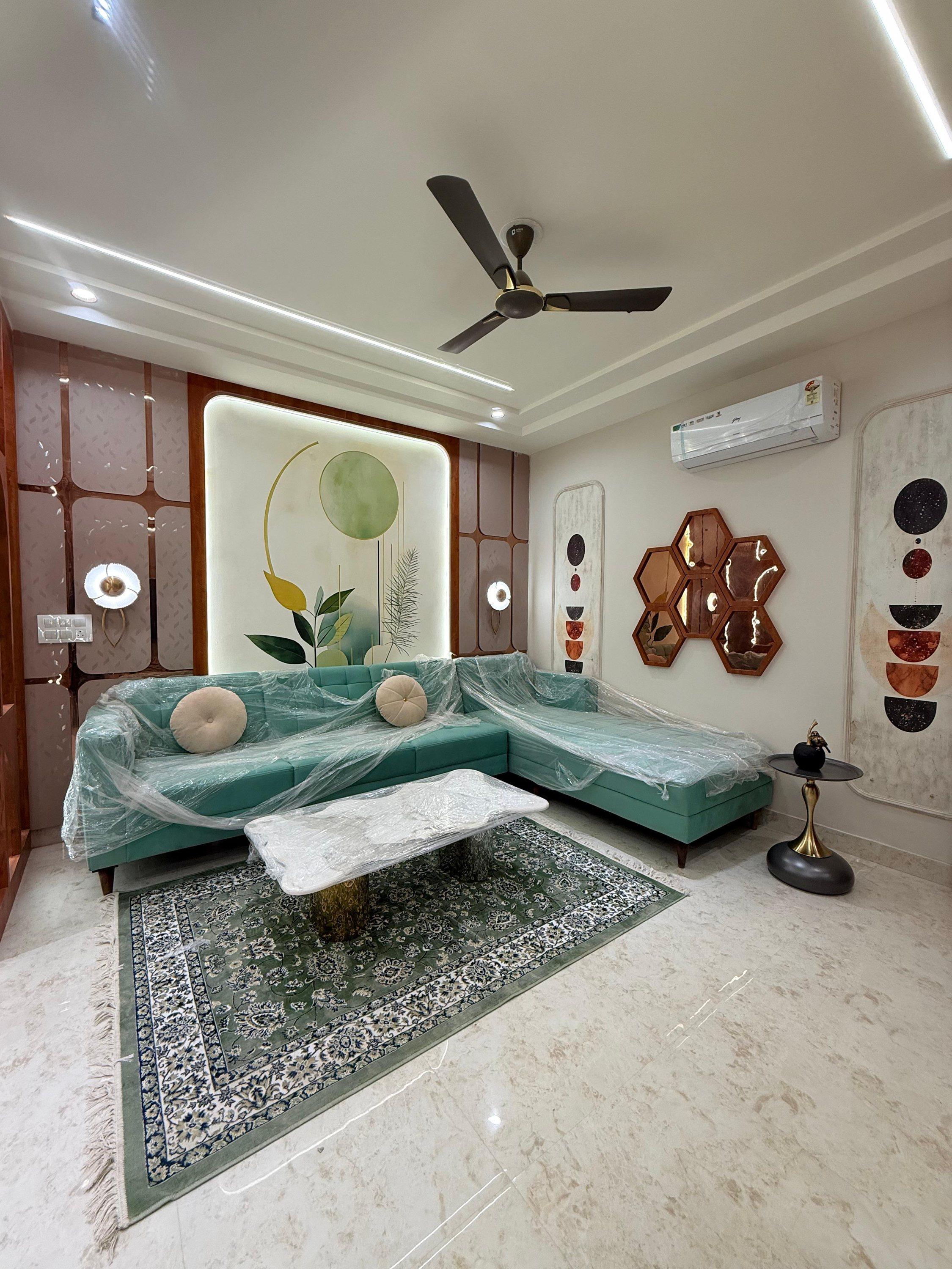 Living room with feature wall